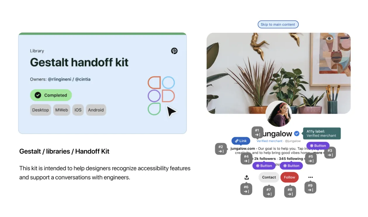 Screenshot showing the usage of the accessibility annotations kit on design files.