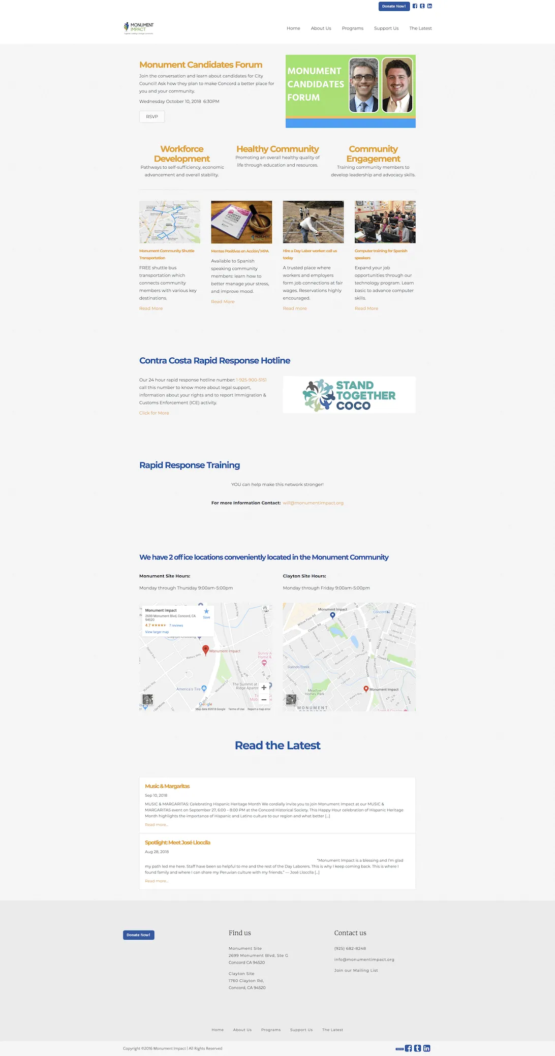 Homepage design before Cintia's work.