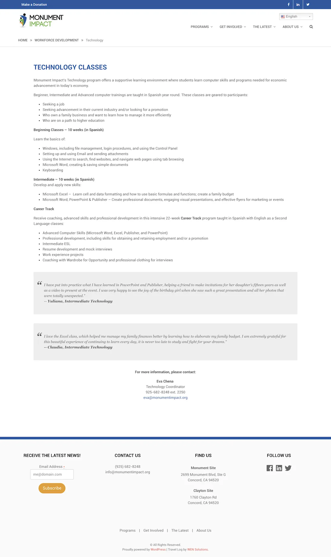 Technology page design after Cintia's work.